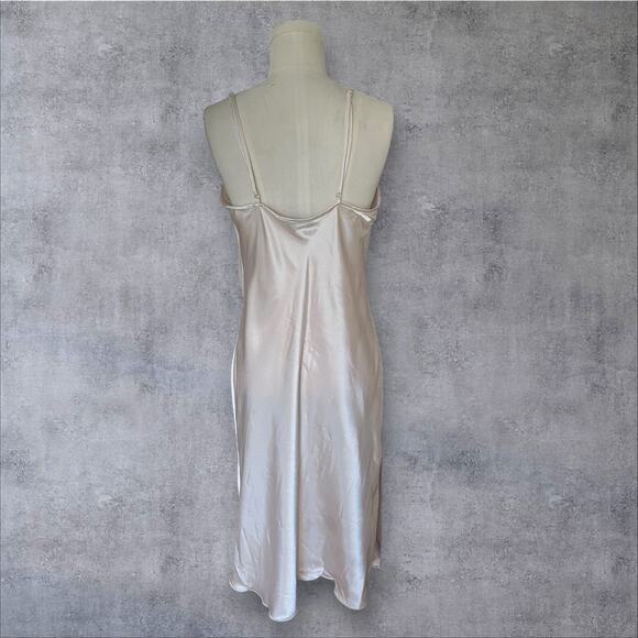 Bebe Y2K Cream Satin Cowl Neck Slip Midi‎ Dress Size Large - Picture 2 of 3